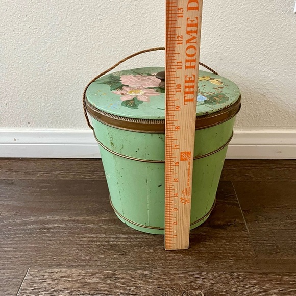 Floral Green Decorative wooden Bucket - Picture 11 of 13